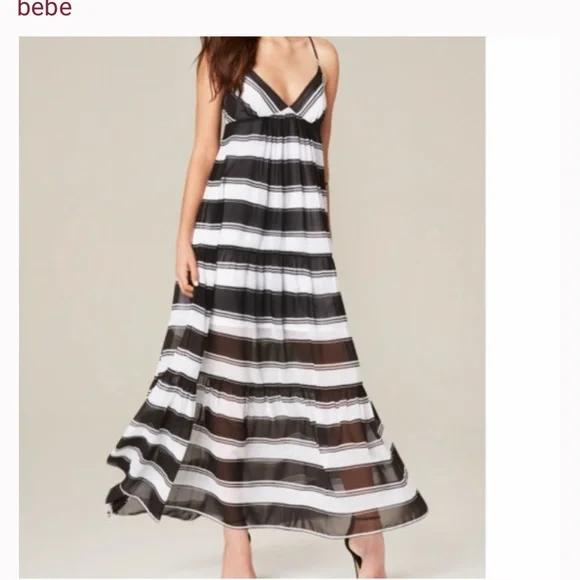 Bebe tiered stripe maxi dress